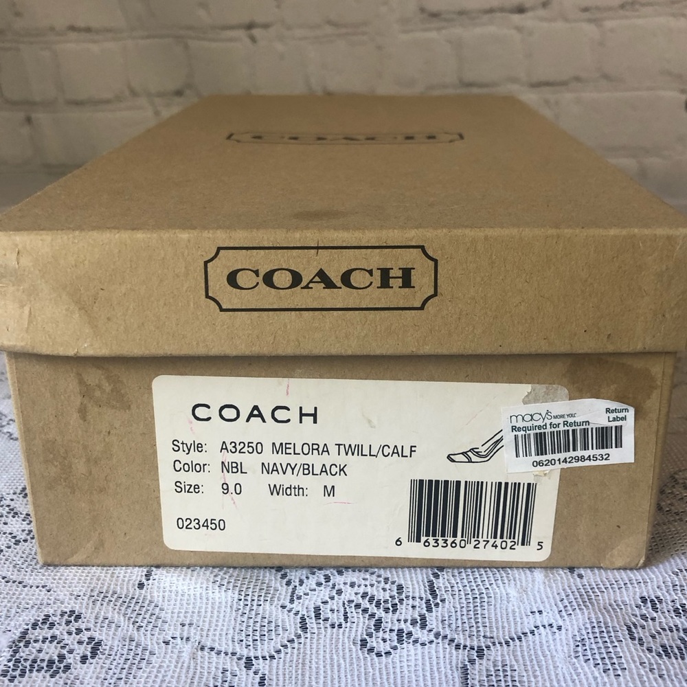 Women's Made in Italy Coach Melora Navy/Black Twill and Leather Heels. Size 9 B - Picture 12 of 16